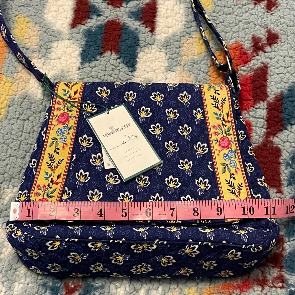 Vera Bradley Cross Body Bag Floral Navy/ Yellow New - Picture 14 of 14